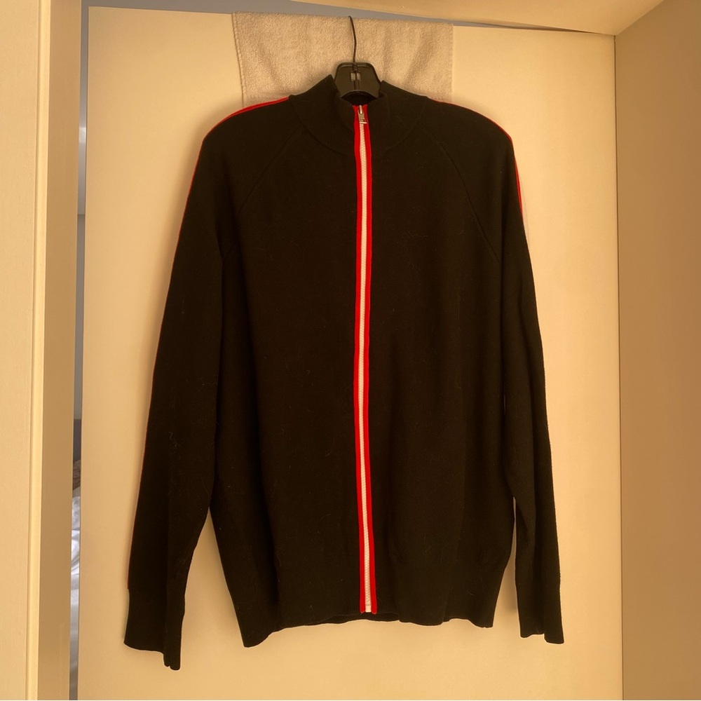 Black Sweater with Red Accents